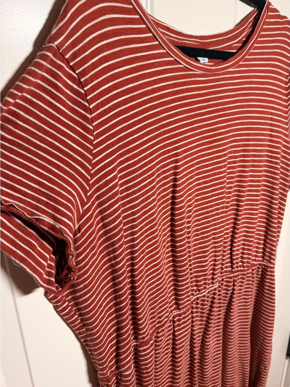 Old Navy Rust and White Striped Midi Dress